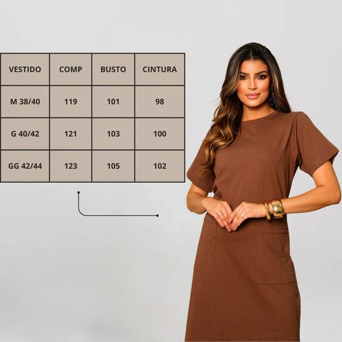 Vestido Midi Com Bolsos Algodão Casual Moderno Evangélico - Image 4