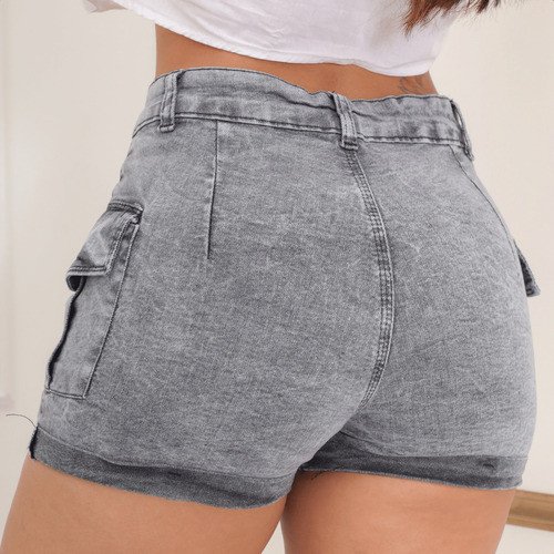 Short Cargo Jeans Feminino Cintura Alta Com Lycra Stillger - Image 2