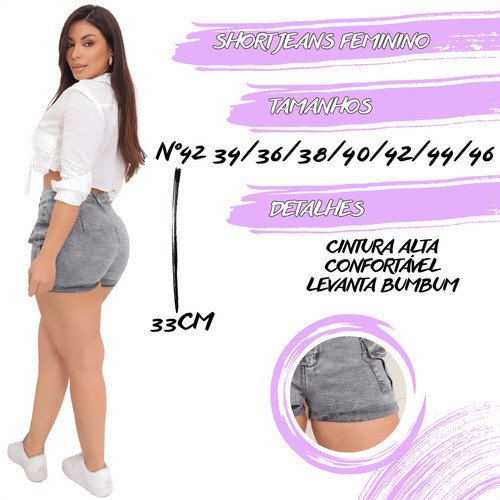 Short Cargo Jeans Feminino Cintura Alta Com Lycra Stillger - Image 7