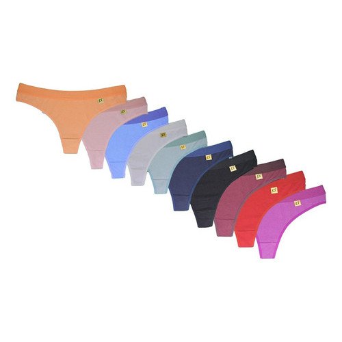 10 Calcinha Fio Dental Algodão Lisa Elástico Tanga Lingerie - Image 3
