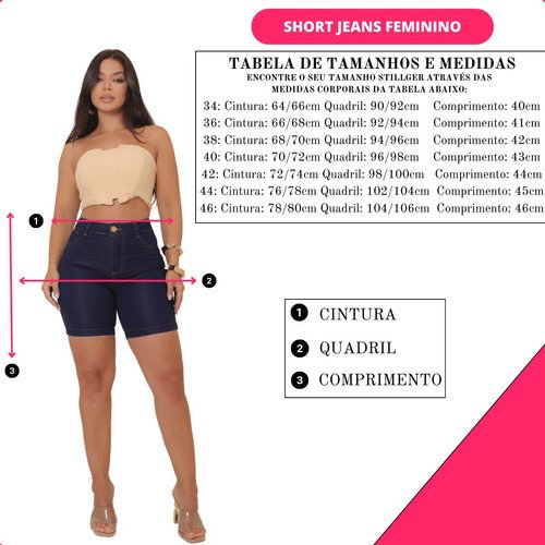 Bermuda Jeans Preto Feminino Modela Bumbum Cintura Alta - Image 9